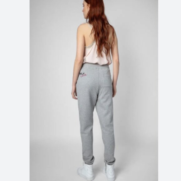 Zadig & Voltaire x Band of Sisters Sofia Embroidered Joggers Gray Size Medium - Picture 2 of 9